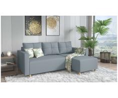 JUSTyou Livenza Canapé d'angle Bleu Tissu structure