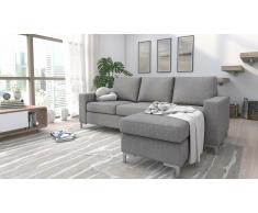 JUSTyou Eli Canapé d'angle Gris Tissu structuré