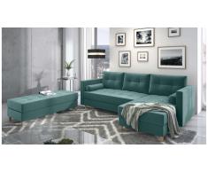 JUSTyou Kaito Canape d'angle Turquoise Velours