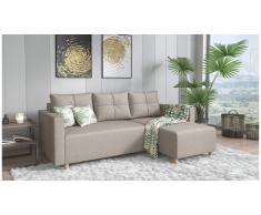 JUSTyou Livenza Canapé d'angle Beige Tissu structure