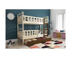 JUSTyou Tobi Lit superposé Pin Noyer 80x185 cm