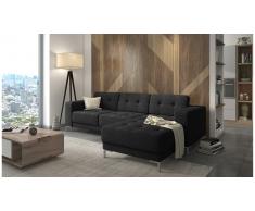 JUSTyou Tiril Canapé d'angle Noir Tissu structuré