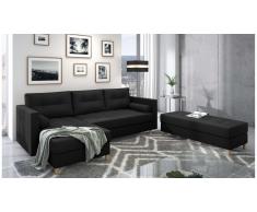 JUSTyou Kaito Canape d'angle Noir Cuir synthetique