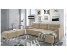 JUSTyou Kaito Canape d'angle Beige Velours