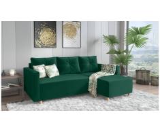 JUSTyou Livenza Canapé d'angle Vert Velours