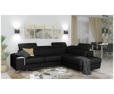 JUSTyou Caio Canapé d'angle Noir Cuir synthétique