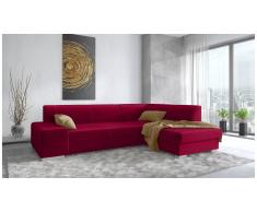 JUSTyou Panaro Canapé d'angle Rouge Velours