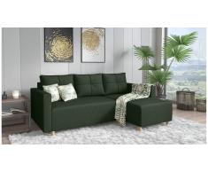 JUSTyou Livenza Canapé d'angle Vert Tissu structure