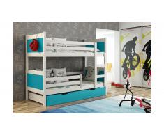 JUSTyou Leon Lit superposé Bleu 80x185 cm