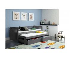 JUSTyou Briko Lit fonctionnel Anthracite 80x160 cm