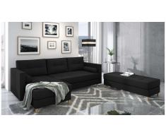 JUSTyou Kaito Canape d'angle Noir Tissu structure