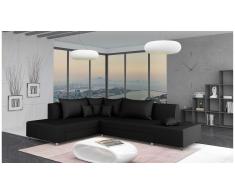 JUSTyou Livia Canapé d'angle Noir Tissu structuré