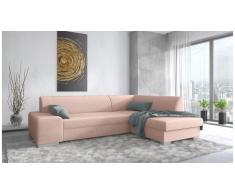 JUSTyou Panaro Canapé d'angle Rose Tissu structure