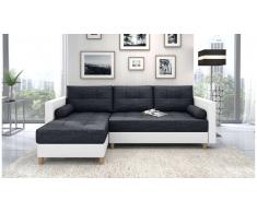 JUSTyou Nana Canape d'angle Noir Cuir synthetique