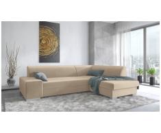 JUSTyou Panaro Canapé d'angle Beige Velours