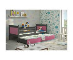 JUSTyou LEON Lit gigogne enfant Graphite Rose