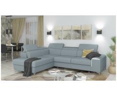 JUSTyou Caio Canapé d'angle Bleu Tissu structuré