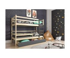 JUSTyou Nodi Lit superposé Pin Anthracite 80x185 cm