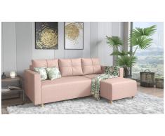 JUSTyou Livenza Canapé d'angle Rose Tissu structure