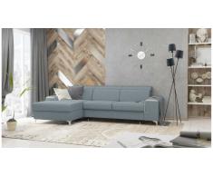 JUSTyou Lino Canapé d'angle Bleu Tissu structuré