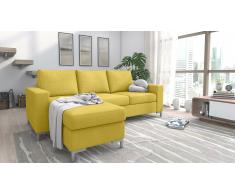 JUSTyou Eli Canapé d'angle Jaune Velours