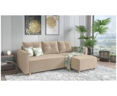 JUSTyou Livenza Canapé d'angle Beige Velours