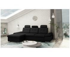 JUSTyou Carlota Canapé d'angle Noir Tissu structuré