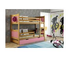 JUSTyou Leon Lit superposé Aulne Rose 80x160 cm