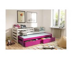 JUSTyou KOBI III Lit gigogne enfant Blanc Rose