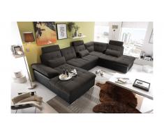 JUSTyou Mississippi Canapé d'angle Noir Marron