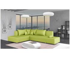 JUSTyou Livia Canapé d'angle Vert Cuir synthétique