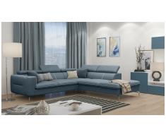 JUSTyou Diogo Canapé d'angle Bleu Velours