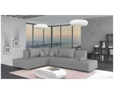 JUSTyou Livia Canapé d'angle Gris Tissu structuré