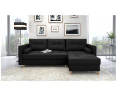 JUSTyou Nana Canape d'angle Noir Cuir synthetique