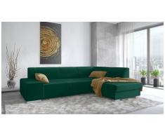 JUSTyou Panaro Canapé d'angle Vert Velours