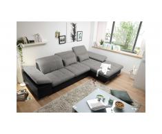 JUSTyou Maryland Canapé d'angle Noir Argent