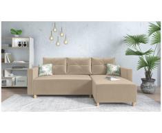 JUSTyou Lamone Canapé d'angle Beige Velours