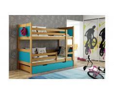 JUSTyou Leon Lit superposé Aulne Bleu 80x160 cm