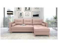 JUSTyou Nana Canape d'angle Rose Tissu structure