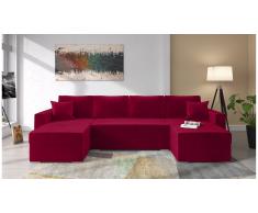 JUSTyou Savio Canape panoramique Rouge Velours