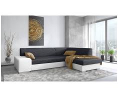 JUSTyou Panaro Canapé d'angle Noir Cuir synthetique