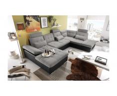 JUSTyou Mississippi Canapé d'angle Noir Argent