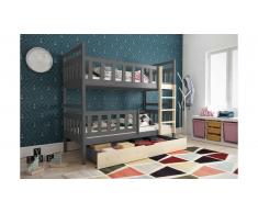 JUSTyou Tobi Lit superposé Anthracite Pin 80x160 cm