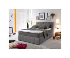 JUSTyou Pierre Lit boxspring Velours 140x200 cm Gris