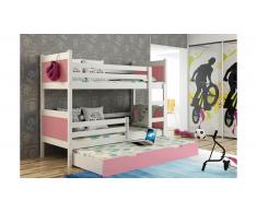 JUSTyou Leon Lit superposé Rose 80x185 cm