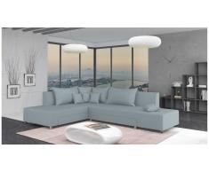 JUSTyou Livia Canapé d'angle Bleu Tissu structuré