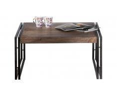 JUSTyou Manar Table basse Sheesham Noir 80x120 cm