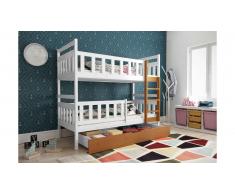 JUSTyou Tobi Lit superposé Blanc Aulne 80x160 cm