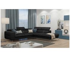 JUSTyou Diogo Canapé d'angle Noir Velours