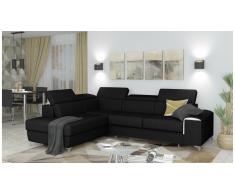 JUSTyou Caio Canapé d'angle Noir Tissu structuré